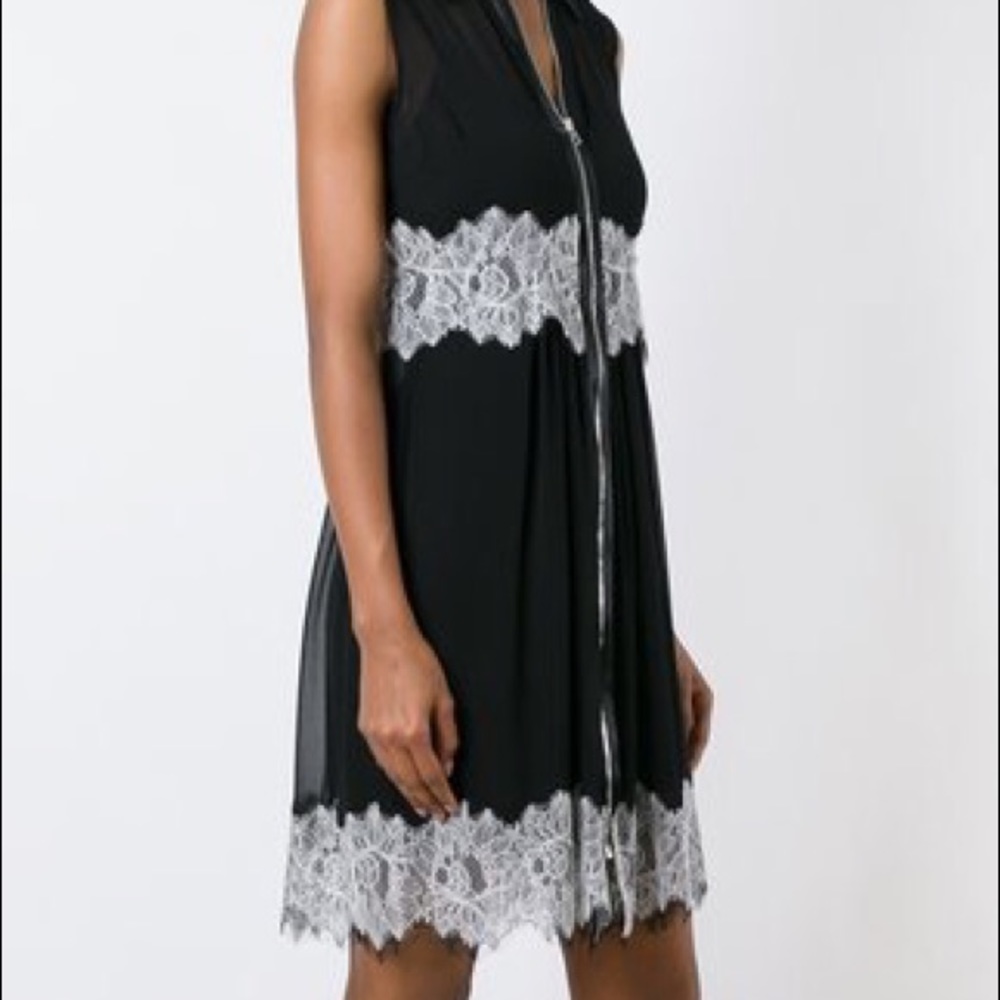 McQ by McQueen Sheer Lace Detail Zip Front Dress
